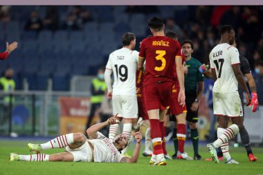 ROME, Italya - 31.10.2021: IBRAHIMOVIC (MIL) İtalya Serisi sırasında PENALTY AS ROMA - AC MILAN arasında Roma Olimpiyat Stadyumu 'nda oynanan bir futbol maçı.