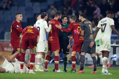 ROME, Italya - 31.10.2021: IBRAHIMOVIC (MIL) İtalya Serisi sırasında PENALTY AS ROMA - AC MILAN arasında Roma Olimpiyat Stadyumu 'nda oynanan bir futbol maçı.