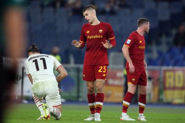 ROME, İtalya - 31.10.2021: GiANLUCA MANCINI (AS ROMA) İtalyan Serisi sırasında IBRAHIMoVIC (MIL) PORTEST.