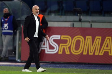 ROME, İtalya - 31.10.2021: PIOLI (MIL) İtalyan Serisi sırasında Roma Olimpiyat Stadyumu 'nda AS ROMA - AC MILAN arasında oynanan futbol maçı.