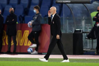 ROME, İtalya - 31.10.2021: PIOLI (MIL) İtalyan Serisi sırasında Roma Olimpiyat Stadyumu 'nda AS ROMA - AC MILAN arasında oynanan futbol maçı.