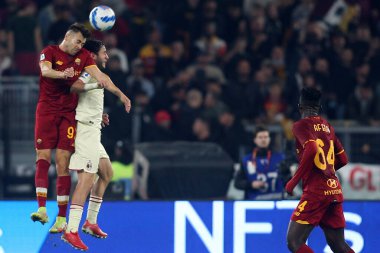 ROME, İtalya - 31.10.2021: EL SHAARAWY (AS ROMA) İtalyan Serisi sırasında Roma Olimpiyat stadyumunda AS ROMA VS AC MILAN arasında oynanan futbol maçı.