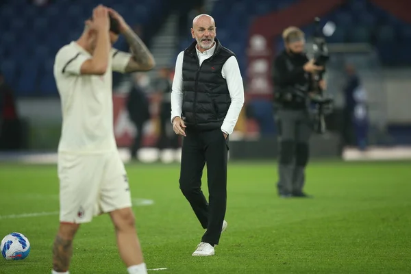 Rome Italië 2021 Stefano Pioli Mil Warm Italiaanse Serie Een — Stockfoto