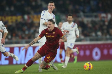 ROME, İtalya - 22.12.2021: Roma Olimpiyat Stadyumu 'nda AS ROMA VS UC SAMPDORIA arasında oynanan İtalya Serisi futbol maçı