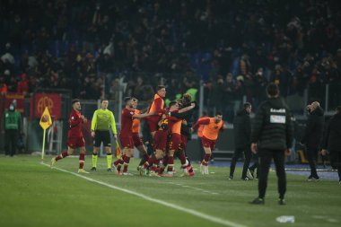 ROME, İtalya - 22.12.2021: Roma Olimpiyat Stadyumu 'nda AS ROMA VS UC SAMPDORIA arasında oynanan İtalya Serisi futbol maçı
