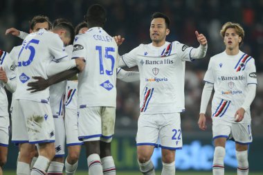 ROME, İtalya - 22.12.2021: GABBIADINI (SAMP) İtalyan Serisi sırasında gol ve CELBRES 'i yakaladı Roma' daki Olimpiyat stadyumunda ROMA - UC SMPDORIA arasındaki futbol maçı