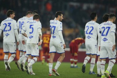ROME, İtalya - 22.12.2021: Roma Olimpiyat Stadyumu 'nda AS ROMA VS UC SAMPDORIA arasında oynanan İtalya Serisi futbol maçı