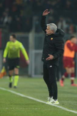 ROME, İtalya - 22.12.2021: Roma Olimpiyat Stadyumu 'nda AS ROMA VS UC SAMPDORIA arasında oynanan İtalya Serisi futbol maçı