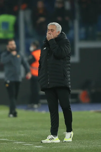 Ρωμη Ιταλία 2021 Jose Mourinho Coach Roma Προηγήθηκε Της Ιταλικής — Φωτογραφία Αρχείου