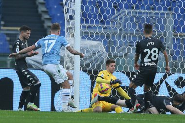 ROME, Italy - 06.01.2022:  G.VICARIO (EMP), CIRO IMMOBILE (LAZIO) in action during the Italian Serie A football match between SS LAZIO VS EMPOLI at Olympic stadium in Rome