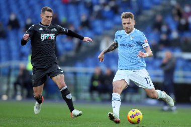 ROME, Italy - 06.01.2022:  CIRO IMMOBILE (LAZIO), L.STULAC (EMP)  in action during the Italian Serie A football match between SS LAZIO VS EMPOLI at Olympic stadium in Rome