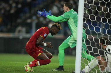 ROME, Italy - 09.01.2022: DISAPPOINTMENT TAMMY ABRAHAM (AS ROMA) in action during the Italian Serie A football match between SS AS ROMA VS SS FC JUVENTUS at Olympic stadium in Rome