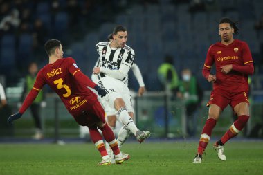 ROME, Italy - 09.01.2022: M. DE SCIGLIO (JU) SCORE THE GOAL  during the Italian Serie A football match between SS AS ROMA VS SS FC JUVENTUS at Olympic stadium in Rome