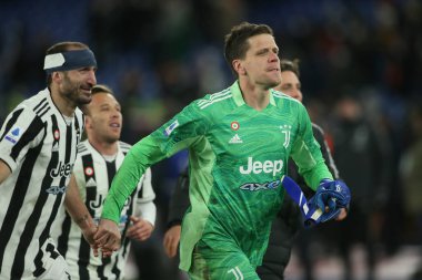 ROME, Italy - 09.01.2022:  W. SZCZESNY (JU) CELEBRATES VICTORY AT END OF THE the Italian Serie A football match between SS AS ROMA VS SS FC JUVENTUS at Olympic stadium in Rome