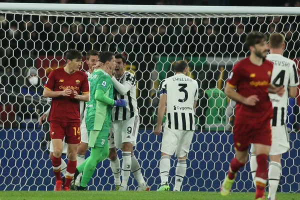 Roma Italia 2022 Szczesny Celebra Penaltad Salva Durante Partido Fútbol — Foto de Stock