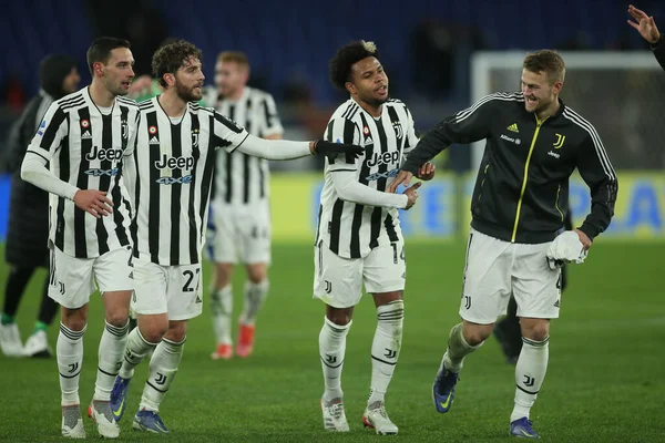 Rome Italy 2022 Juventus Players Celebrates Victory End Italian Serie — Stok fotoğraf