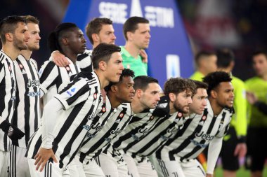 ROME, Italy - 09.01.2022: JUVENTUS TEAM BEFORE  the Italian Serie A football match between SS AS ROMA VS SS FC JUVENTUS at Olympic stadium in Rome