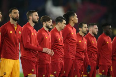 ROME, Italy - 09.01.2022:  AS ROMA TEAM BEFORE the Italian Serie A football match between SS AS ROMA VS SS FC JUVENTUS at Olympic stadium in Rome