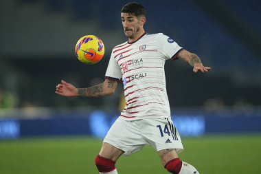 ROME, İtalya - 06.01.2022: DEIOLA (CAGLIARI) İtalyan Serisi sırasında Roma 'daki Olimpiyat stadyumunda SS AS ROMA - CAGLIARI arasında oynanan futbol maçı