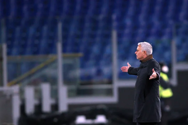 โรม ตาล 2022 Jose Mourinho Coach Roma ในระหว างการแข ตบอลเซร — ภาพถ่ายสต็อก