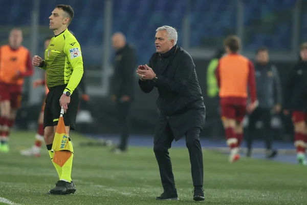 Rom Italien 2022 Jose Mourinho Coach Roma Aktion Während Des — Stockfoto