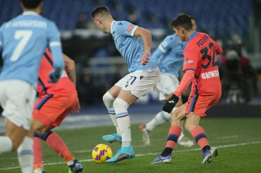 ROME, İtalya - 22.01.2022: MILINKOVIC SAVIC (LAZIO) İtalyan Serisi sırasında SS LAZIO ile ATALANTA arasında Roma Olimpiyat Stadyumu 'nda oynanan futbol maçı