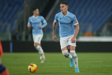 ROME, İtalya - 22.01.2022: MILINKOVIC SAVIC (LAZIO) İtalyan Serisi sırasında SS LAZIO ile ATALANTA arasında Roma Olimpiyat Stadyumu 'nda oynanan futbol maçı
