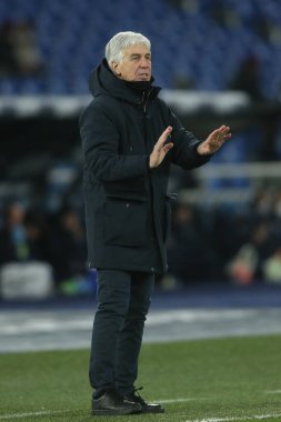 ROME, İtalya - 22.01.2022: İtalyan Serisi sırasında Roma Olimpiyat Stadyumu 'nda SS LAZIO - S ATALANTA arasında oynanan futbol maçı