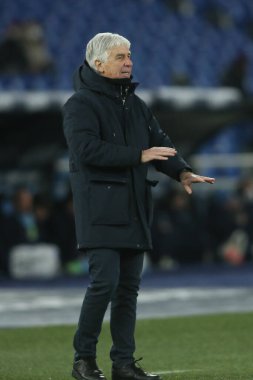 ROME, İtalya - 22.01.2022: GASPERINI COACH (ATA) İtalyan Serisi sırasında SS LAZIO ATALANTA ile Roma Olimpiyat Stadyumu arasında oynanan futbol maçı