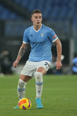 ROME, İtalya - 22.01.2022: MILINKOVIC SAVIC (LAZIO) İtalyan Serisi sırasında SS LAZIO ile ATALANTA arasında Roma Olimpiyat Stadyumu 'nda oynanan futbol maçı