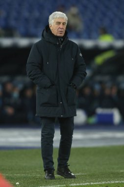 ROME, İtalya - 22.01.2022: GASPERINI COACH (ATA) İtalyan Serisi sırasında SS LAZIO ATALANTA ile Roma Olimpiyat Stadyumu arasında oynanan futbol maçı