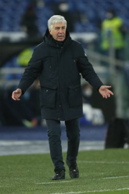 ROME, İtalya - 22.01.2022: İtalyan Serisi sırasında Roma Olimpiyat Stadyumu 'nda SS LAZIO - S ATALANTA arasında oynanan futbol maçı