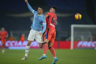 ROME, İtalya - 22.01.2022: LUIZ FELIPE (LAZIO), PICCOLI (ATA) İtalyan Serisi sırasında eylem halindeydi.