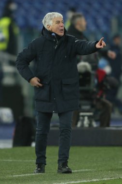 ROME, İtalya - 22.01.2022: GASPERINI COACH (ATA) İtalyan Serisi sırasında SS LAZIO ATALANTA ile Roma Olimpiyat Stadyumu arasında oynanan futbol maçı