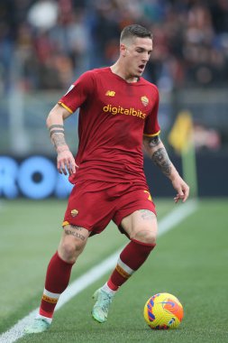 ROME, İtalya - 05.02.2022: NICOLO ZANIOLO (AS ROMA) İtalyan Serisi sırasında Roma 'daki Olimpiyat Stadyumu' nda AS ROMA - GENOA FC arasında oynanan futbol maçı
