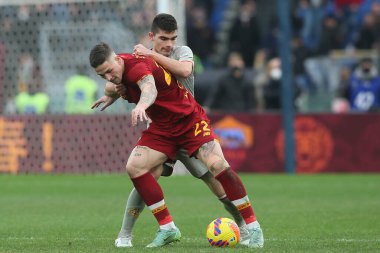 ROME, İtalya - 05.02.2022: NICOLO ZANIOLO (AS ROMA) İtalyan Serisi sırasında Roma 'daki Olimpiyat Stadyumu' nda AS ROMA - GENOA FC arasında oynanan futbol maçı