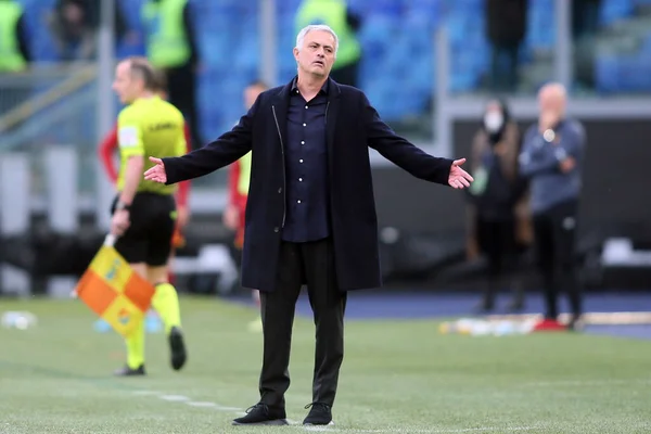 Ρωμη Ιταλία 2022 Jose Mourinho Coach Roma Δράση Κατά Διάρκεια — Φωτογραφία Αρχείου