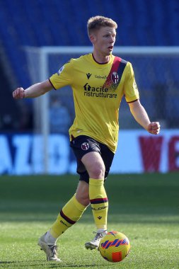 ROME, İtalya - 12.02.2022: SCHOUTEN (BOL) İtalyan Serisi sırasında SS LAZIO ile BOLOGNA arasında Roma Olimpiyat Stadyumu 'nda oynanan futbol maçı