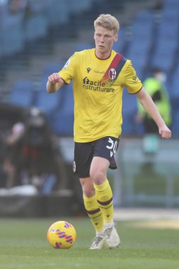 ROME, İtalya - 12.02.2022: SCHOUTEN (BOL) İtalyan Serisi sırasında SS LAZIO ile BOLOGNA arasında Roma Olimpiyat Stadyumu 'nda oynanan futbol maçı