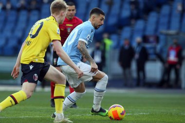 ROME, İtalya - 12.02.2022: ZACCAGNI (LAZ) İtalyan Serisi 'nde SS LAZIO ile BOLOGNA arasında Roma Olimpiyat Stadyumu' nda oynanan futbol maçı
