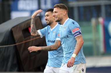 ROME, İtalya - 12.02.2022: ZACCAGNI (LAZ), İtalya Serisi sırasında gol ve CELEBRATES 'i yakaladı.