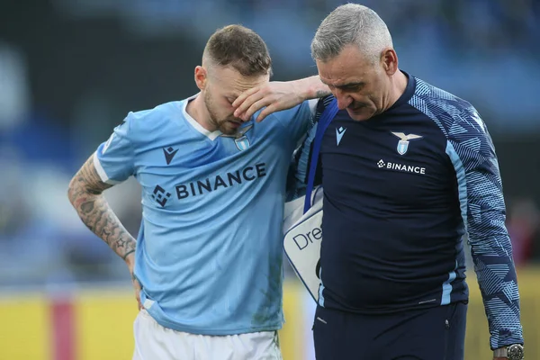 Řím Itálie 2022 Manuel Lazzari Lazio Injured Italian Serie Fotbalový — Stock fotografie