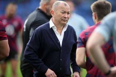 Roma, İtalya - 13.02 2022: EDDIE JONES (ENGLAND) 2022 Guinness Altı Milletler Test Maçı öncesinde, İtalya-İngiltere Olimpiyat Stadyumu 'nda.