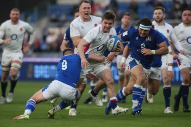 Roma, İtalya - 13.02 2022: HARRY RANDALL (ENGLAND), 2022 Guinness Altı Milletler Test Maçı sırasında Roma 'daki Olimpiyat Stadyumu' nda İngiltere 'ye karşı.