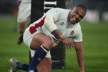 Roma, İtalya - 13.02 2022: KYLE SINCLER (ENGLAND), 2022 Guinness Altı Milletler Test Maçı sırasında Roma 'daki Olimpiyat Stadyumu' nda İngiltere 'ye karşı.