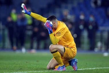 Roma, İtalya - 24.02.2022: DIOGO COSTA (PORTO) UEFA Avrupa Ligi Round-Offs-Leg Bir futbol karşılaşması sırasında Roma 'daki Olimpiyat Stadyumu' nda SS Lazio ile Porto arasında oynanan