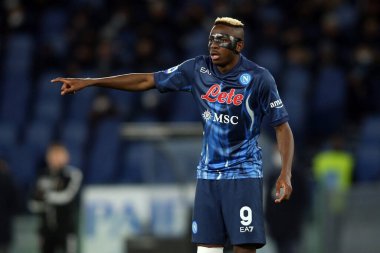 ROME, İtalya - 27.02.2022: OSHIMEN (NAP) İtalyan Serisi sırasında Roma Olimpiyat Stadyumu 'nda SS LAZIO-S NAPOLI arasında oynanan futbol maçı