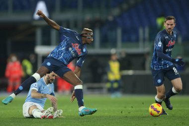 ROME, İtalya - 27.02.2022: OSHIMEN (NAP) İtalyan Serisi sırasında Roma Olimpiyat Stadyumu 'nda SS LAZIO-S NAPOLI arasında oynanan futbol maçı