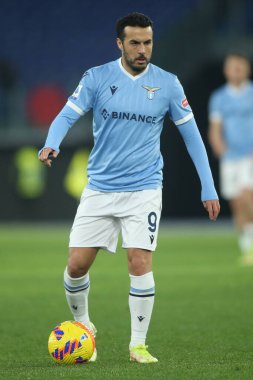 ROME, İtalya - 27.02.2022: PEDRO (LAZIO) İtalyan Serisi sırasında Roma Olimpiyat Stadyumu 'nda SS LAZIO-S NAPOLI arasında oynanan futbol maçı
