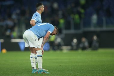 ROME, İtalya - 27.02.2022: DISAPPOINTMENT MILINKOVIC (LAZIO) İtalyan Serisi 'nin bitiminde SS LAZIO NAPOLI' ye karşı Roma Olimpiyat Stadyumu 'nda oynanan bir futbol maçı